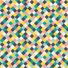 Geometric minimalistic seamless vector pattern. Multicolored abstract flat scandinavian background. Colored square tiles