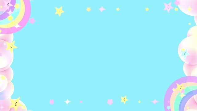 Vertical looped sweet doodle stars and rainbow sky animation.