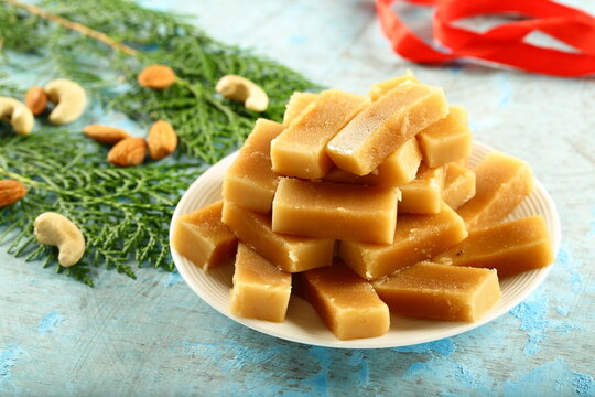 Milk cake- Indian sweets, desserts- Mysore pak, 