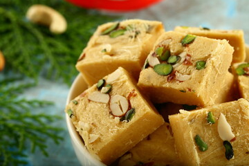 Soan papdi- traditional Indian sweet vegetarian snack food- 