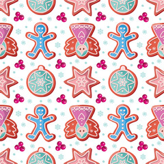 Christmas Gingerbread seamless pattern. Vector