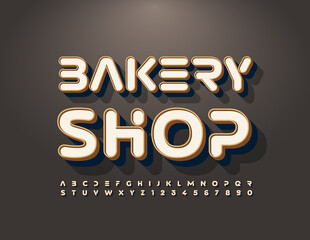 Vector trendy logo Bakery Shop. Abstract style Font. Artistic set of Alphabet Letters and Numbers