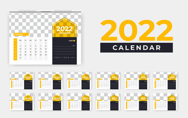 2022 modern desk calendar design, 2022 abstract desk calendar design template