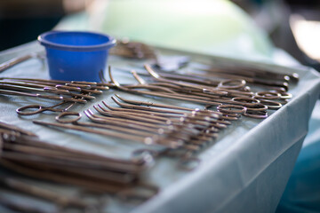surgical instruments, instruments in the operating room in the hospital,