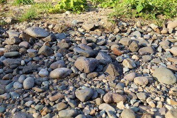 Stones on the banks of the Hirose River in Sendai City.