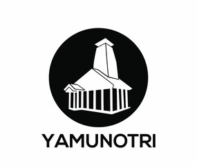 Naklejka premium Yamunotri ( lord shiva name) Temple vector icon. Yamunotri temple in round shape.
