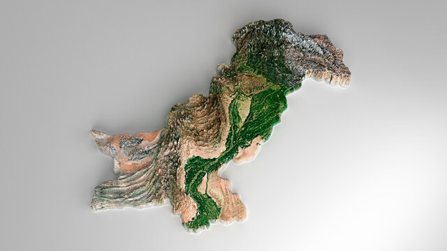 3D miniature model of a rocky landscape of Pakistan