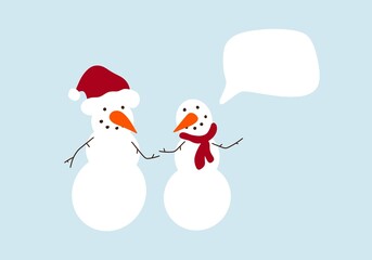 Winter set with snowman on blue background for wallpaper and packaging 