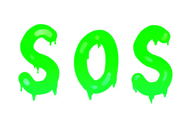SOS green gradient slime letters
