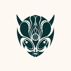 Vector silhouette of the head of a blue alien from patterns