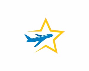Flight airplane inside to the stars logo