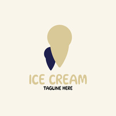 Ice cream logo design template. Playful logo brand identity logo. Ice cream for food and drink branding template element. Vector ice cream illustration logo. Cute kids ice cream template.