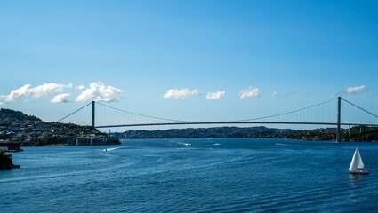 View over the fjord on a cruise between Bergen and Stavanger, Norway
