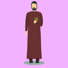 Christian Man Cartoon Flat Illustration