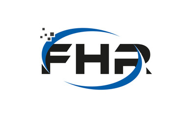 dots or points letter FHR technology logo designs concept vector Template Element