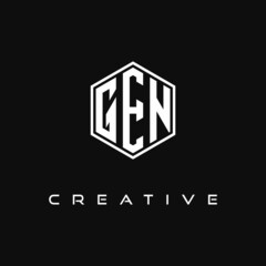 letter logo GEN hexagon logo design vector