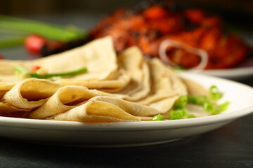 Homemade whole wheat chapattis- Indian traditional flat bread. 