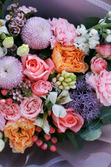 spring peach and lavender flowers for background