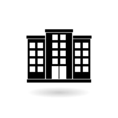 Building icon with shadow isolated on white background