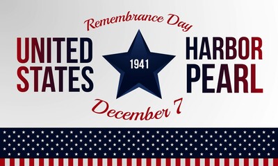 Obraz premium Pearl Harbor Remembrance Day Background. December 7. Template for banner, greeting card, or poster. With star, anchor icon, and USA national flag. Premium vector illustration