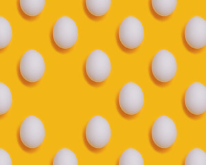 Food pattern of Easter eggs on a yellow background 