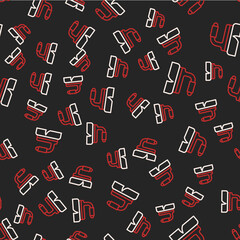 Line Brush for cleaning icon isolated seamless pattern on black background. Cleaning service concept. Vector