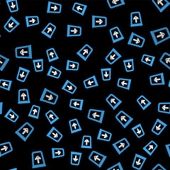 Fototapeta na wymiar Line Send to the trash line icon isolated seamless pattern on black background. Vector