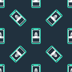 Line Mobile phone and password protection icon isolated seamless pattern on black background. Security, safety, personal access, user authorization, privacy. Vector