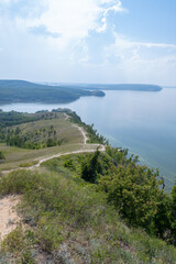 Obraz premium Coast of the Volga River near the town of Zhigulevsk. Zhiguli mountains. Samarskaya Luka.
