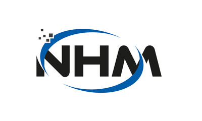 dots or points letter NHM technology logo designs concept vector Template Element
