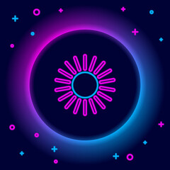 Glowing neon line Sun icon isolated on black background. Colorful outline concept. Vector