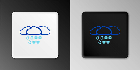 Line Cloud with snow and rain icon isolated on grey background. Weather icon. Colorful outline concept. Vector