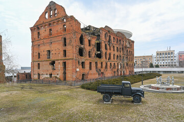 The ruins of the mill. Gerhardt's Mill, or Grudinin's Mill - a steam mill building destroyed during...