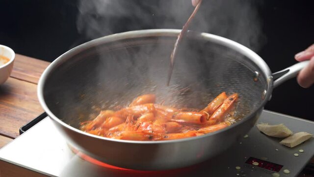 Chinese style special stir-fried vegetables with shrimp sauce and eryngii mushrooms