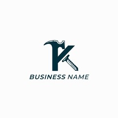 design logo creative letter K and hammer