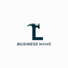 design logo creative letter L and hammer
