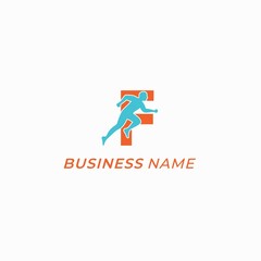 design logo combine run and letter F