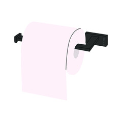 A flat vector cartoon illustration of toilet paper on a holder isolated on a white background.