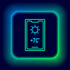Glowing neon line Weather forecast icon isolated on black background. Colorful outline concept. Vector