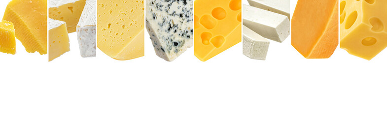 Cheese collage with copy space for text