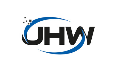 dots or points letter UHW technology logo designs concept vector Template Element