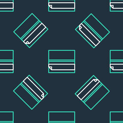 Fototapeta premium Line Rolling paper icon isolated seamless pattern on black background. Vector