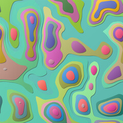 Colorful abstract layers in a papercut style background with vibrant 3D topography shapes. Appealing design for banners, posters, brochures, templates, and flyers. Powerful vector illustration.