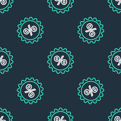Line Discount percent tag icon isolated seamless pattern on black background. Shopping tag sign. Special offer sign. Discount coupons symbol. Vector