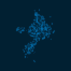 Fototapeta na wymiar Sark dotted glowing map. Shape of the island with blue bright bulbs. Vector illustration.