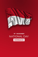 Monaco independence day card with flag