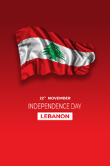 Lebanon independence day card with flag
