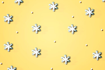 Christmas snowflake pattern - overhead view flat lay