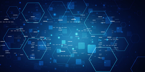 2d illustration abstract digital binary data on computer screen