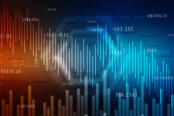 2d rendering Stock market online business concept. business Graph 